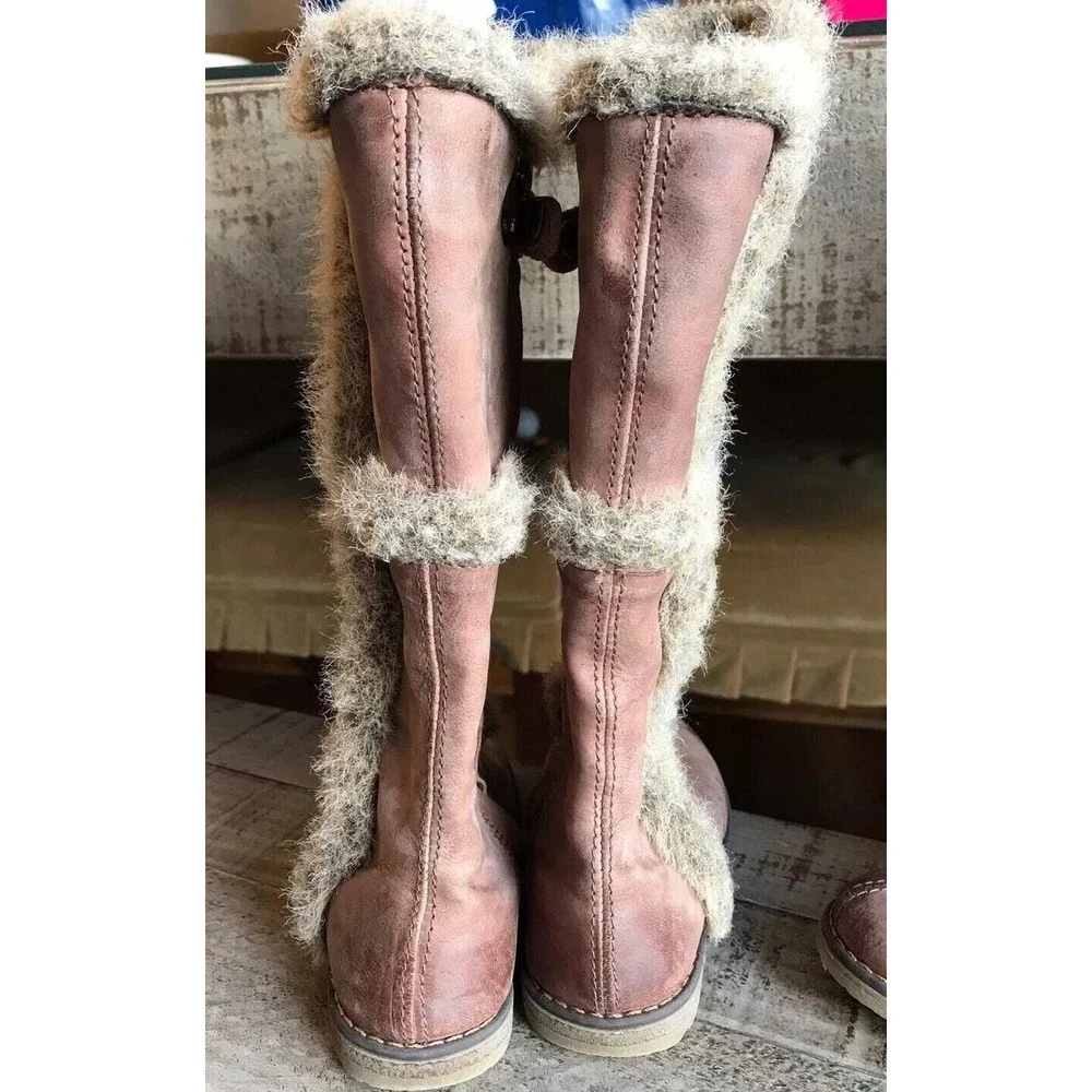 PRIMIGI Girls Brown Leather Fur Tall Boots Renata Eu 28  US 11, 2 Avb Twins?
